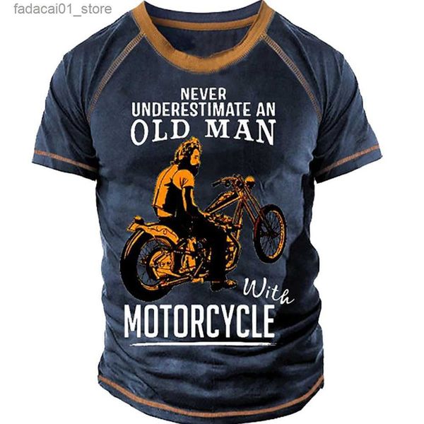 Erkek Tişörtleri Erkek Nefes Alabaş Fitness Sports Kısa Kollu Yaz Boş Zaman iç çamaşırı en iyi havalı retro motosiklet elemanı baskılı t-shirt q240426