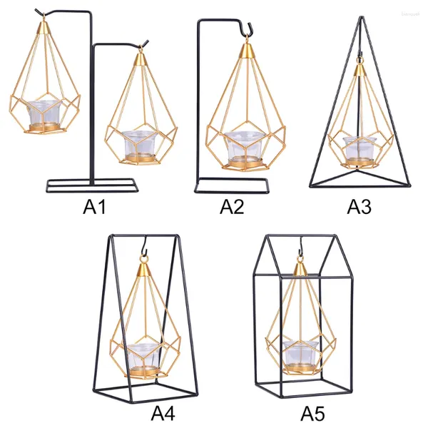 Titulares de vela Nórdicos Parede geométrica da parede de ferro romântico Decoração de castiça