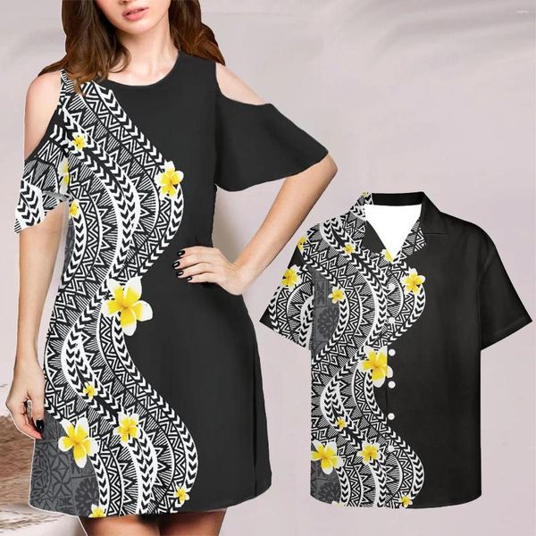 Partykleider schwarze Sommerkleidung für Frauen und Männerhemden 2024 Paar Set Boho Vestido Ropa Blumenvetement Femme Robe plus 4xl Dropship