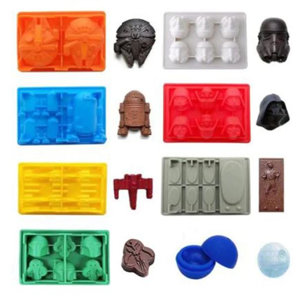 Moldes molde de bolo de silicone molde para assar chocolate doce gomoso sobremesas gelo cubo moldes de estrela de guerra robô tijolos robôs tijolos de robô