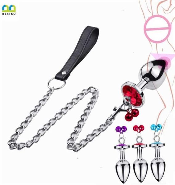 Tappo di Massager Co Collana in acciaio inossidabile Tappo anale con campane stimola il massaggio del calcio SM giocattoli sessuali di GSPOT erotici adulti per9564949