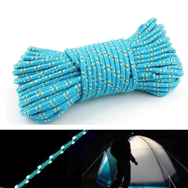 Paracord com 5 mm de espessura de 10m20m corda paracord reflexiva para camping de barraca ao ar livre.