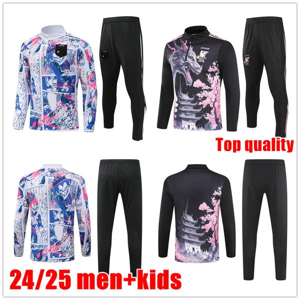 2024 Новая Японская спортивные костюмы Half Pull Training Suit Men Kids Kit Atom Atom Tsubasa Minno Asano Doan Kubo Ito 24/25 Японская футбольная одежда набор