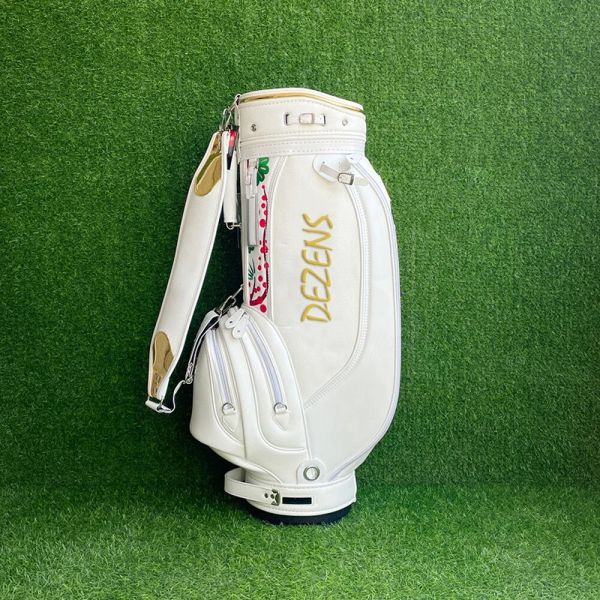 Сумки New Dezens Fashion White Emelcodery Pu Golf Bag Golf Standard Bag