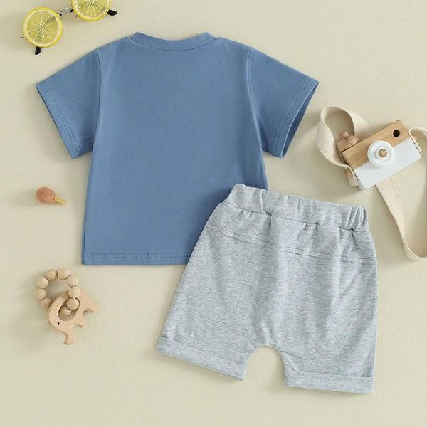 Kleidung Sets Kleinkind Baby Boy Sommer -Outfit Mamas Kurzarm Sweatshirt Solid Color Hosen Kleidung Set Hemd und Shorts