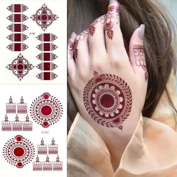 Tattoo Transfer Henna Tattoos für hand wasserdichte temporäre Tätowierungen für Frauen Hochzeitskörperkunst Henna Design Aufkleber FACHTE TATOO LACE 240426