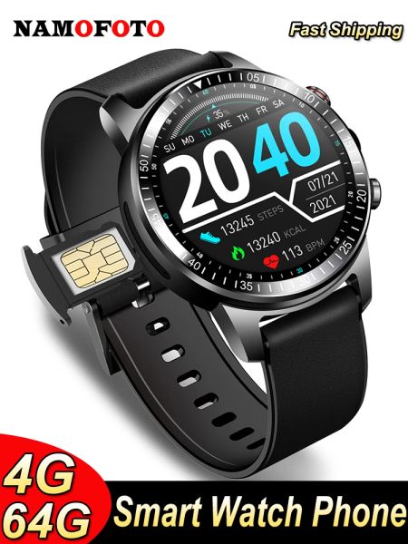 4G relógios inteligentes relógios de relógio AMOLED 4GB+64 GB Câmera Android Smartwatch Suporte WiFi SIM CARTO VÍDEO CARENT CARENT GPS Altitude Pressão de ar B+6b Relógio