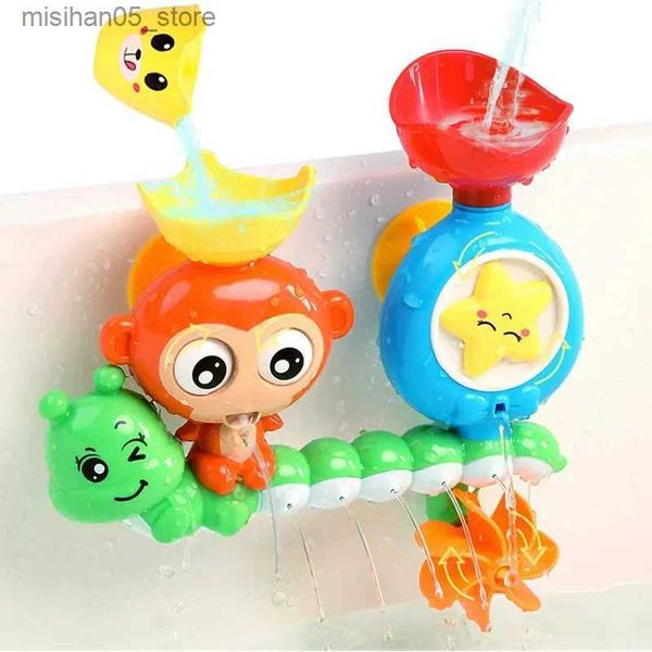 Kum Oyun Su Eğlenceli Bebek Duş Oyuncak Duvar Güneş Işık Kupası Track Water Game Banyo Banyo Maymun Tırtıl Duş Oyuncak Çocuk Doğum Günü Hediyesi Q240426
