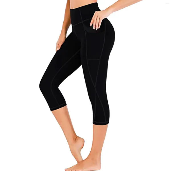 Frauenhose geschnittene Multi -Farbe sexy Yoga Wear Leggings Fitness Slim Hip High Taille