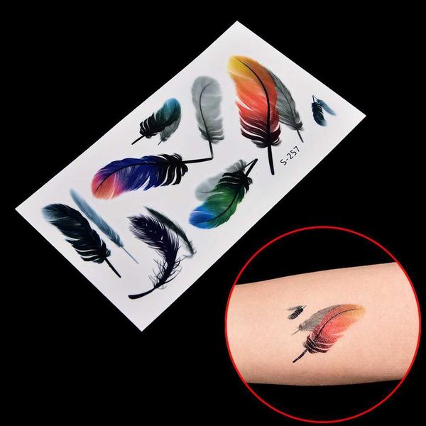 Ayaz Tattoo Transfer 1pc Tattoo Impermeabile Adesivo Body Art Acqua Trasferimento Feather Music Note Cross Barcode Tattoo TATTOO Sticker 240427