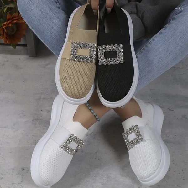 Casual Shoes 2024 Verkauf von Frauen Mesh Sneakers Mode Strassverzierung der Loafer -Plattform Tennis Frauen Zapatillas Mujer