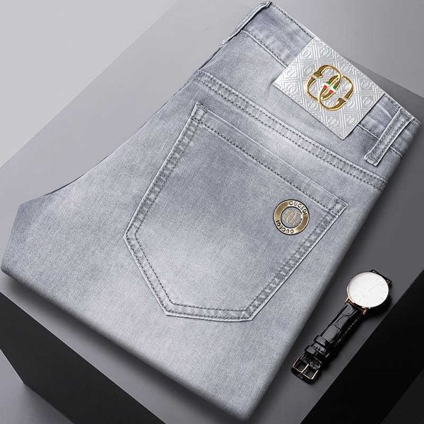 Primavera/Estate 2024 jeans per maschi b casa alla moda elastica slim fit pantaloni piccoli pantaloni sottili marchi europei merci europee