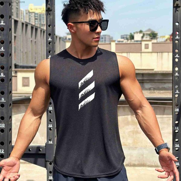 Camisetas masculinas verão o-pescoço masculino tanque muscular respirável e confortável fitness sports camisa líquida de basquete sem mangas t-shirtq240426