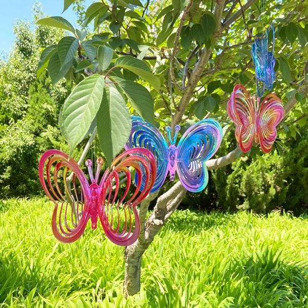 Estatuetas decorativas decoração de vento de borboleta decoração de vento giratório girotor spinner apanhador ao ar livre e decoração de jardim presentes de férias