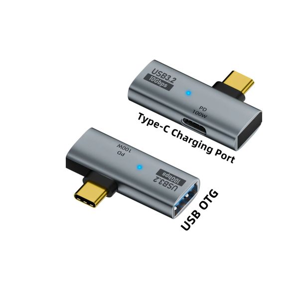 Аксессуары USB Typec OTG 2IN1 Адаптер с зарядкой 100 Вт PD, совместимая для палубного переключателя Chromecast Google TV MacBook PC Mobile