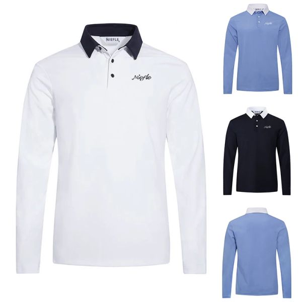 Caps Autumn Golf maschile maschile elastico sport sport Shirt Scivola, traspirante e maglietta di asciugatura rapida