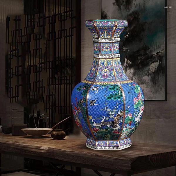 Vasen Chinesische Jingdezhen Keramik Nachahmung Qianlong Gold Vase Schmuck Handwerk Home Wohnzimmer Ornamente Kunstbürogeschäft Kunsthandwerk Kunsthandwerk