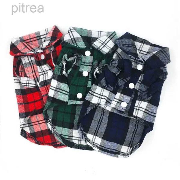 Abbigliamento per cani British Shirts Dog Shirts Summer Plaid Pet Dog Abside per cagnolini Cuccioli di cotone Cucciolo Cat Cat Abbigliamento per cane francese Chihuahua D240426