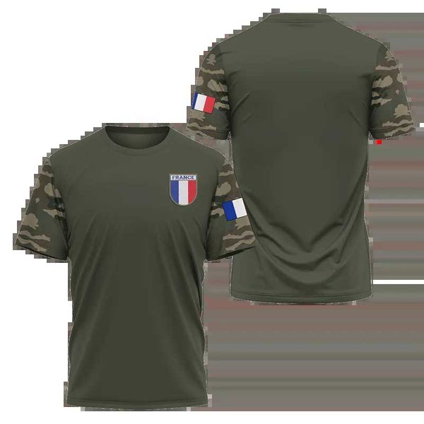 Camisetas táticas do exército francês camuflado masculino veteranos do exército do exército Forças Especiais Camisa de manga curta MonS roupas 240426