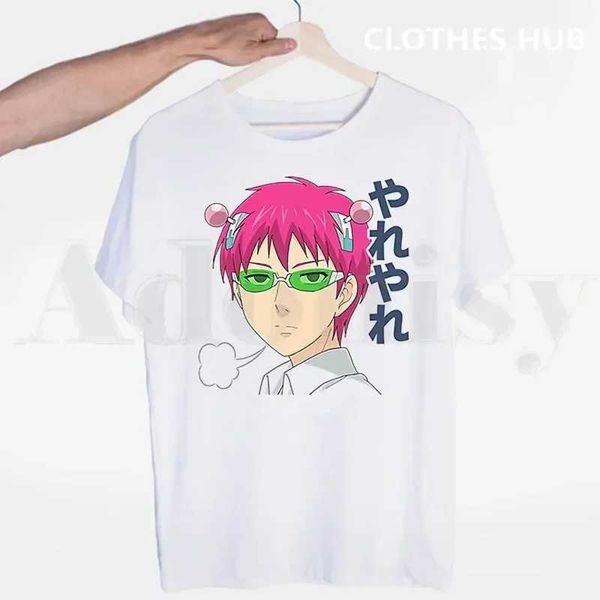 T-shirt maschile La disastrosa vita di Saiki K Kusuo no psi nan magliette uomini magliette estate magliette thirt ts strtwear harajuku divertente t240425