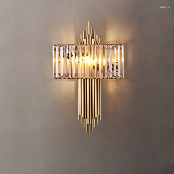 Lampade a parete Dimmable Golden Home Crystal Crystal inossidabile Lampada Light Sconce per corridoio per camera da letto