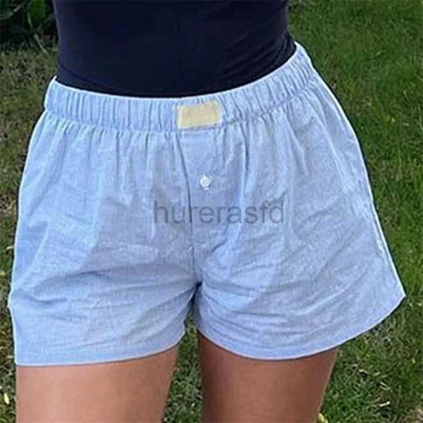 Shorts femminile Donne Y2K Shorts estetico Shorts palestra a strisce ad alta elastica in vita estate estate a pantaloncini sexy boxer sciolti pantaloni sportivi d240426