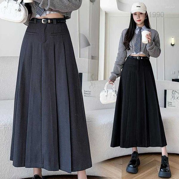 Etekler bayanlar zarif moda büyük etek piled uzun siyah etek kadın kıyafetler kızlar Koreli şık faldas largas bpy9305-1