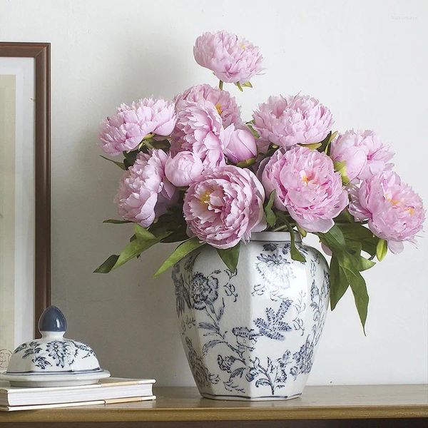 Vasos vasos azuis e brancos vaso de cerâmica decoração jingdezhen flor de estilo chinês decorações de sala de estar