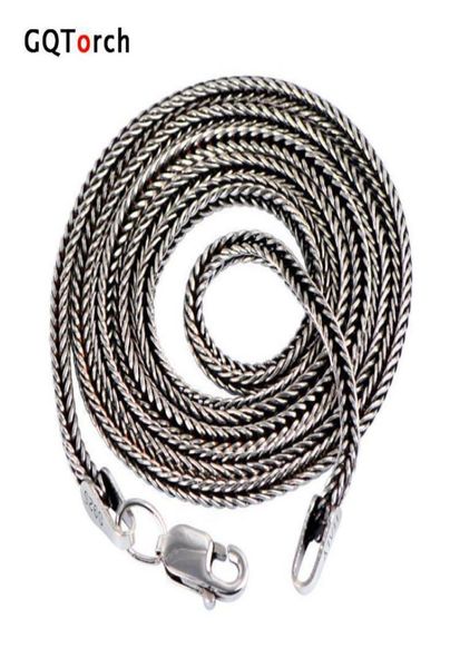 Gerçek saf 925 Sterling Gümüş Kolye Zinciri Erkekler Vintage Foxtail 16mm 1828inch Retro Katı Tay Gümüş İtalya Güzel Jewelry4006114