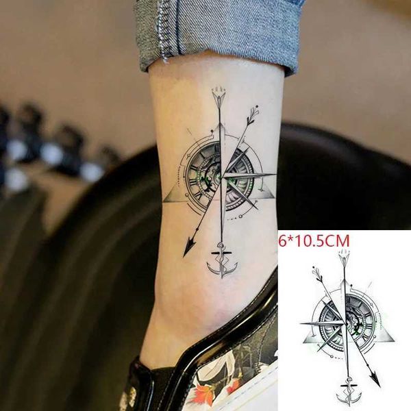 Tatuagem Transferência de tatuagem Tattoo de tatuagem de tatuagem Compassar Arrow Relógio Relógio Ancor