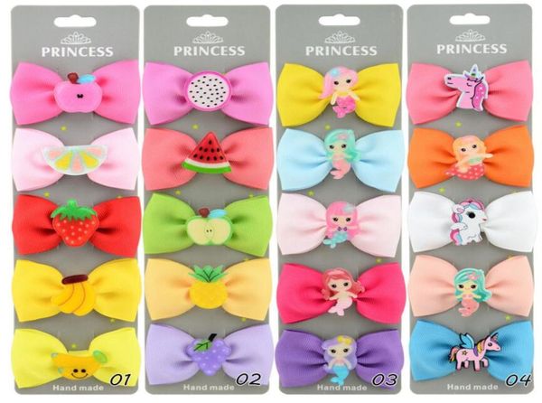 Garota nova moda de cabelo colorido Barrettes infantil Fruit Unicorn Style Hair Accessories Crianças Garras de cabelo Clipes Baby Bows Gift YLC 034800026