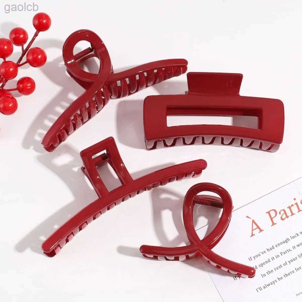 Clip per capelli Barrettes 4pcs Claw di capelli rosso vivo set per donne e ragazze Accessori per capelli fissi Clip per capelli adatti per le vacanze e viaggi 240426