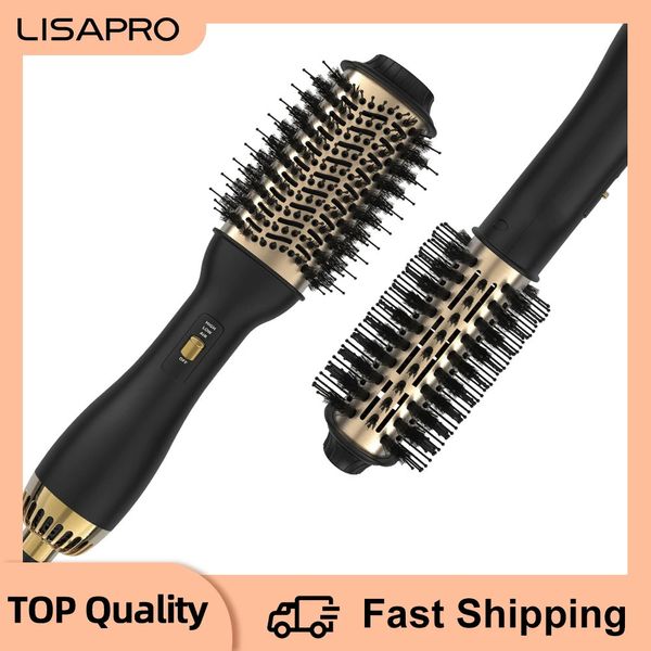 Lisapro elegant schwarz golden luftpinsel 2.0 ein stufenhaartrockner pinsel und styler volumizer multifunktional blow troyer pinsel 240425