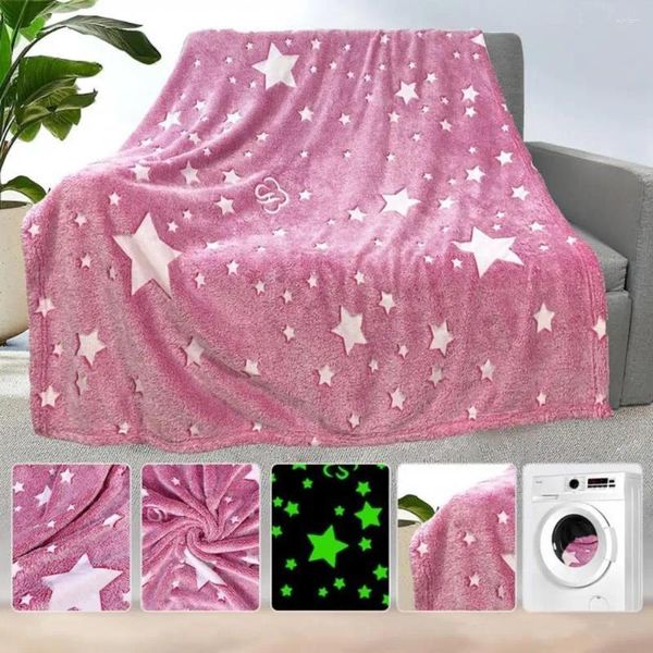 Coperte Star Gift per il Glow del Ringraziamento Glow in Dark Pattern Pink Pink Coperi Soft Comfort Girls Home Girls Adulti