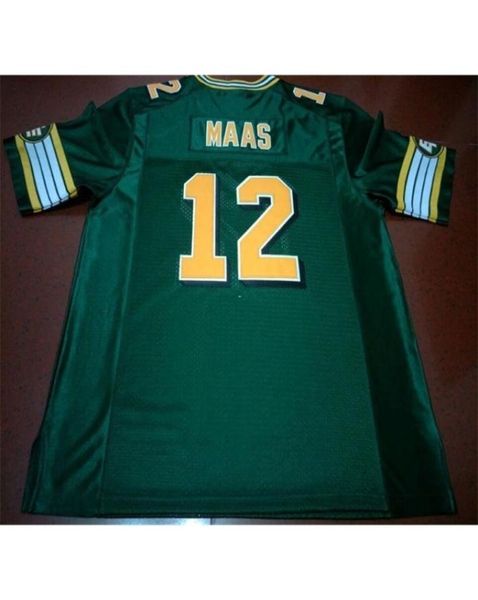 001 Edmonton Eskimos 12 Jason Maas White Green Real Full Emelcodery College Size S4XL или Custom Любое название или номер Jersey4885886