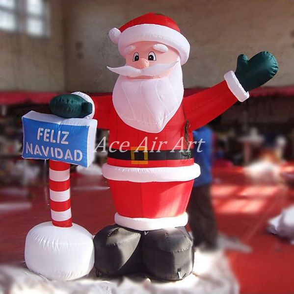 Atacado de alta qualidade de 3 metros de altura, inflável Natal Papai Noel Feliz Navidad para decoração ou publicidade na loja