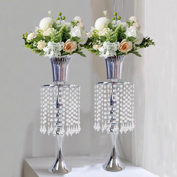 Vasen 2 PCs 21 Zoll hoher Silberkristall Hochzeit Mittelstücke Blume für Partytische Dekorationen