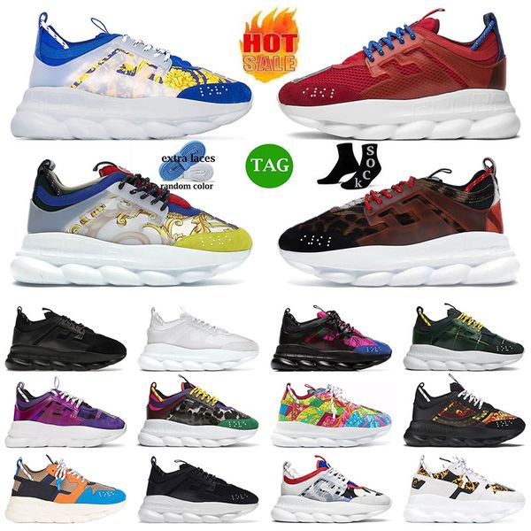 AAA+ Designer di reazione a catena di qualità Scarpe da uomo Donne Chainz Luxuryx gomma Blara Blue Blue Blue Suede in pelle scamosciata Twill Plate-Forme Sneakers Sports Sports Cash Shear Jogging