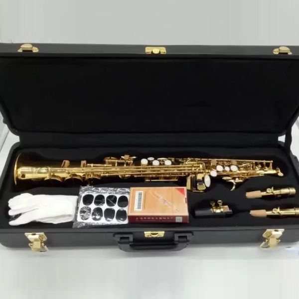 Sassofono soprano di alta qualità con soprano sassofono jazz dritto tubo split body body gold plalited tone saxo soprano