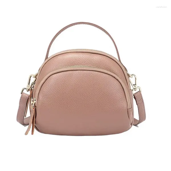 Bolsas de ombro Genuíno Couro Mulheres Vintage Sm Pequena Bolsa Redonda Cherry Cross Body Girl feminina