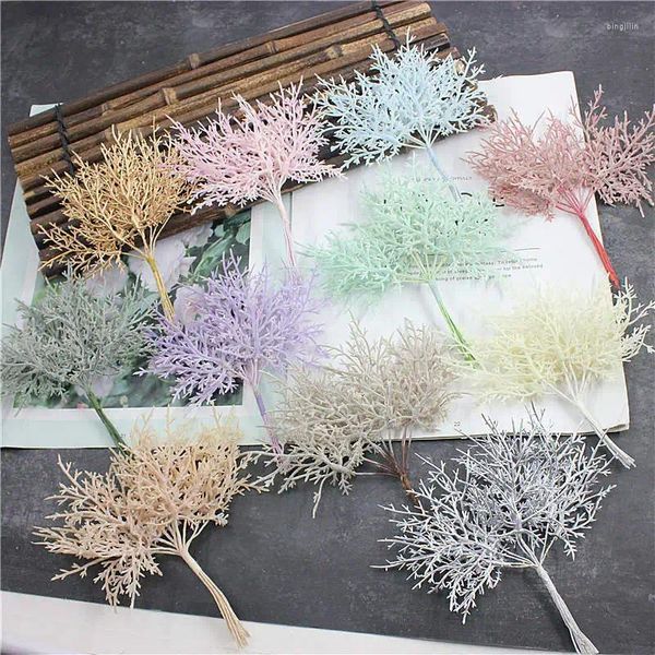 Dekorative Blumen 10pcs Simulierte Mini -Rime -Zweig Bunte künstliche Plastikglitterpulver falsch für DIY -Schmuckkränze machen