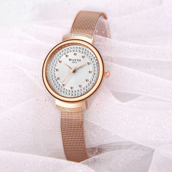 Wlisth Brand Watch модная и блестящая бриллиантовая сета Watch Женская группа Milan Mesh Watch Water Pater Watch Women Watch