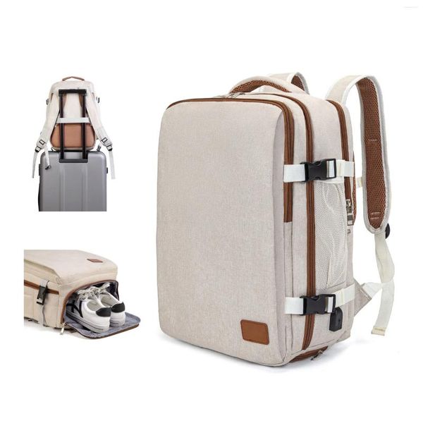 Zaino di grande capacità Donne grandi zaini da viaggio Borse da daypack casual eleganti con cinghia con cinghia di ricarica USB Porta di ricarica USB