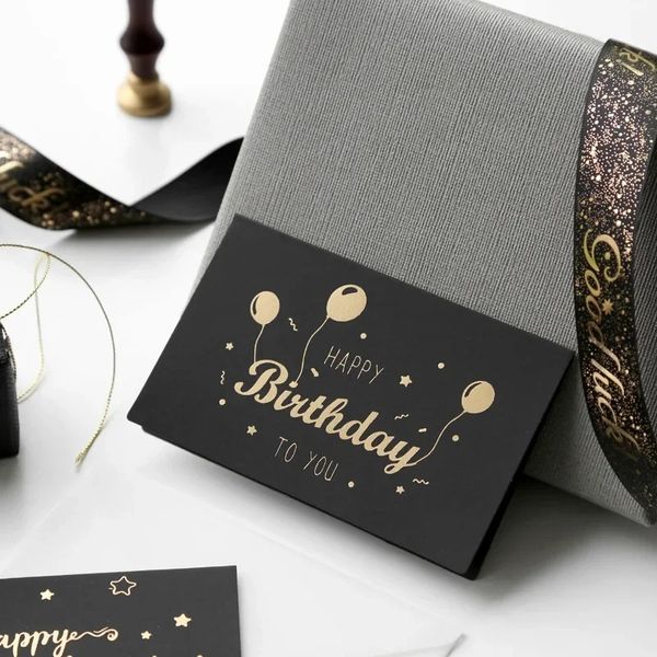 Novo 1 conjunto Black Bronzing Greeting Card Invites de cartão posta