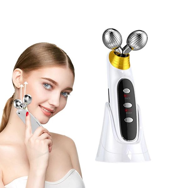 3D EMS Massager Roller Beauty Instrument Anti-Aging Falten-Werkzeughebeaufladbares V-Face Slimming 240416