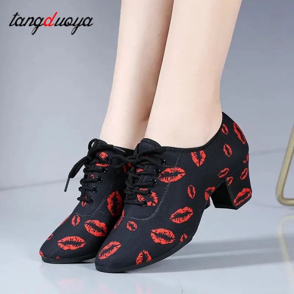 Stiefel rote Lippen Jazz Dance Schuhe Frauen Absatz 3/5 cm Mädchen Ballsaal Moderne Tango Performance Praxis Tanzschuhe Großhandel Großhandel