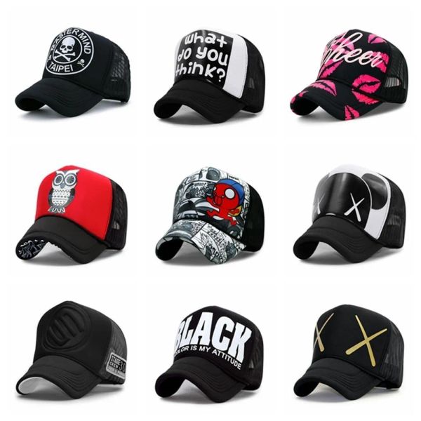 Softball Wholesale Adult Summer Capone da sole uomo Fresco Hiphop Punk Rock Truck Cap Women Fashion Mesh Baseball Caps