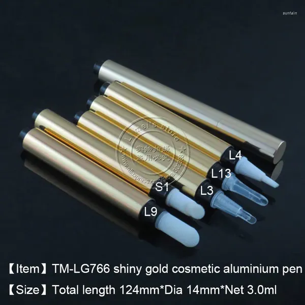 Garrafas de armazenamento dourado clique em alumínio de caneta cosmética Recipiente de brilho labial 250pcs/lote