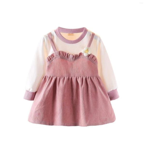 Vestidos de menina para crianças meninas de algodão primavera e vestido de células de outono Casual Uma linha bebê 24 meses