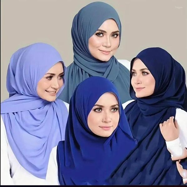 Ethnische Kleidung Muslim Muslim Feste Farbe Chiffon Hijab einfache dünne atmungsaktive Sonnenschutzschal